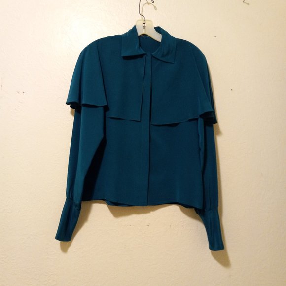 Vintage Silk Cape/Trench Blouse - Picture 2 of 16
